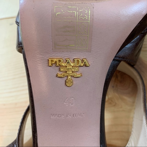 Prada brown leather cris cross platform sandals 40 - Picture 13 of 14